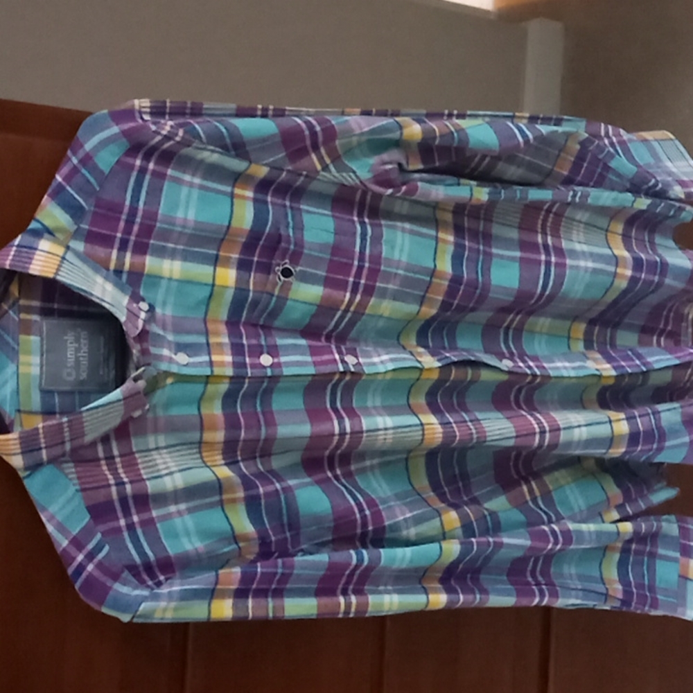 Simply Southern flannel plaid shirt size L NWT